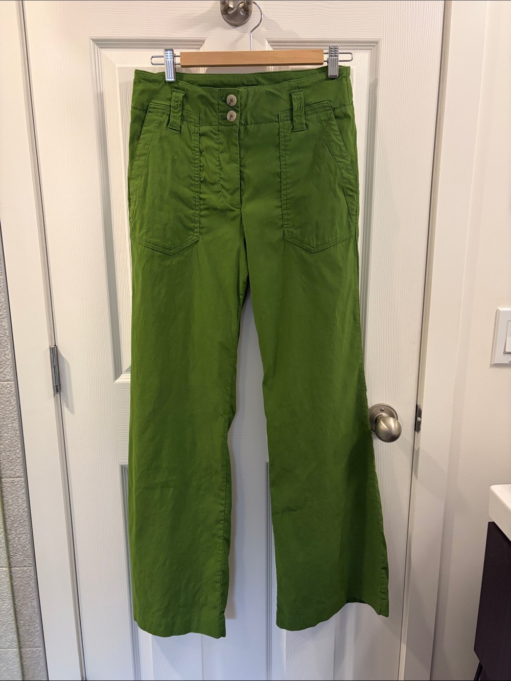 Maeve Green Wide-Leg Flare Jeans